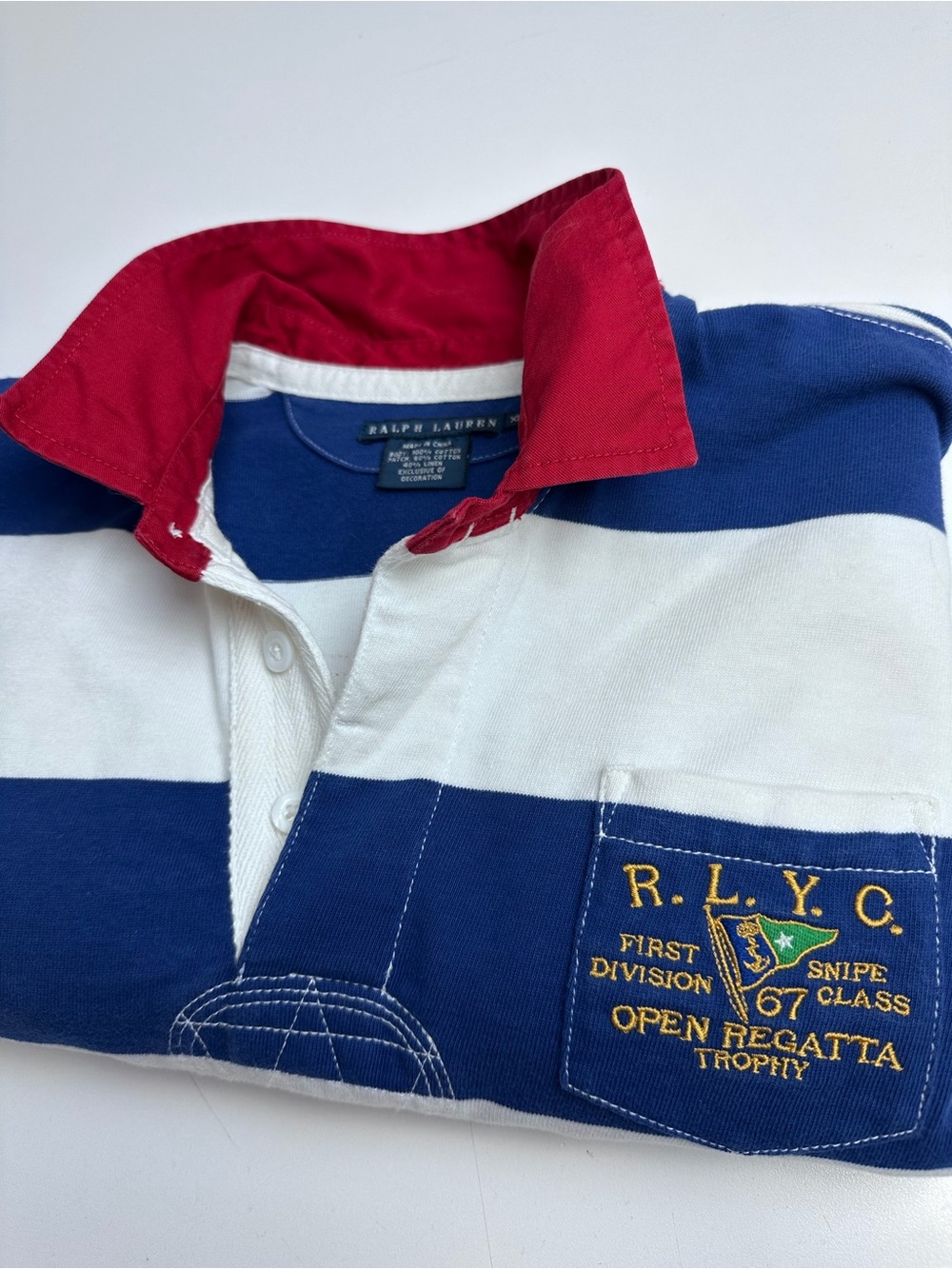 Vintage Women’s Polo Ralph Lauren Nautical Rugby Shirt Size Large Slim Fit - Picture 7 of 16